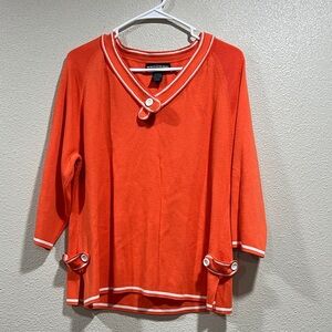 World Republic Clothing Co Orange Knit Button-Detail Blouse